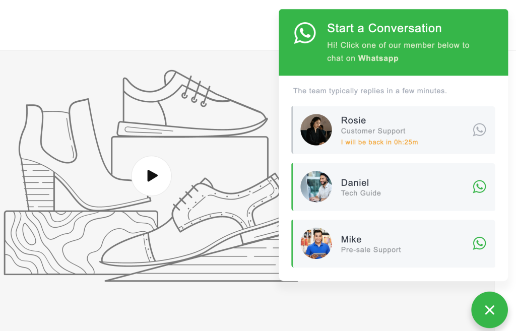 how to show whatsapp chat widget to shopify store
