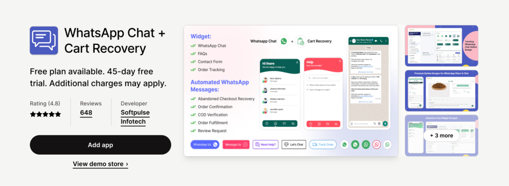 whatsapp chat cart recovery banner