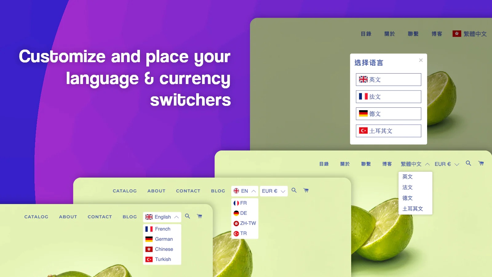 Langify Shopify app with language switcher