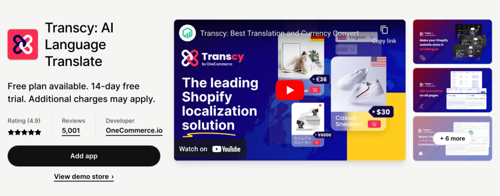 Transcy Shopify Currency Switcher Apps
