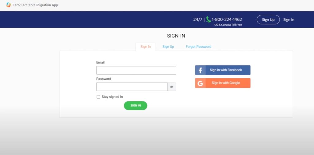 login to Shopify migration module