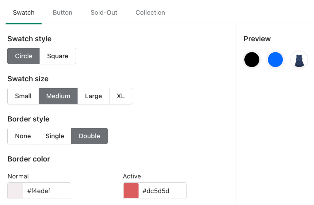 customize border color of shopify product variant