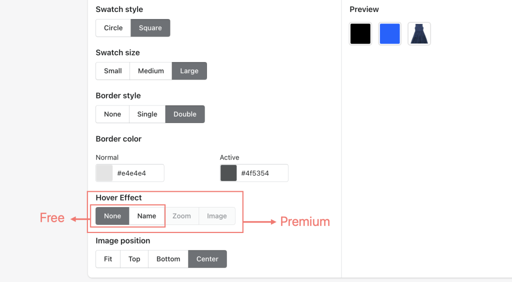 format hover effect for shopify product variant swatches