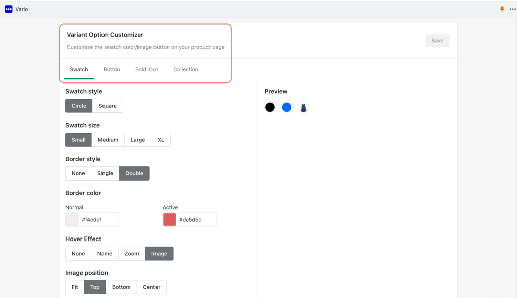 variant option customizer for shopify product variants