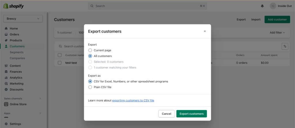 export shopify customer data
