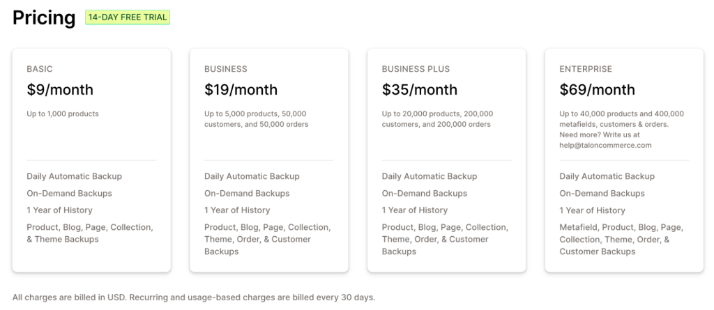 talon backups pricing-min