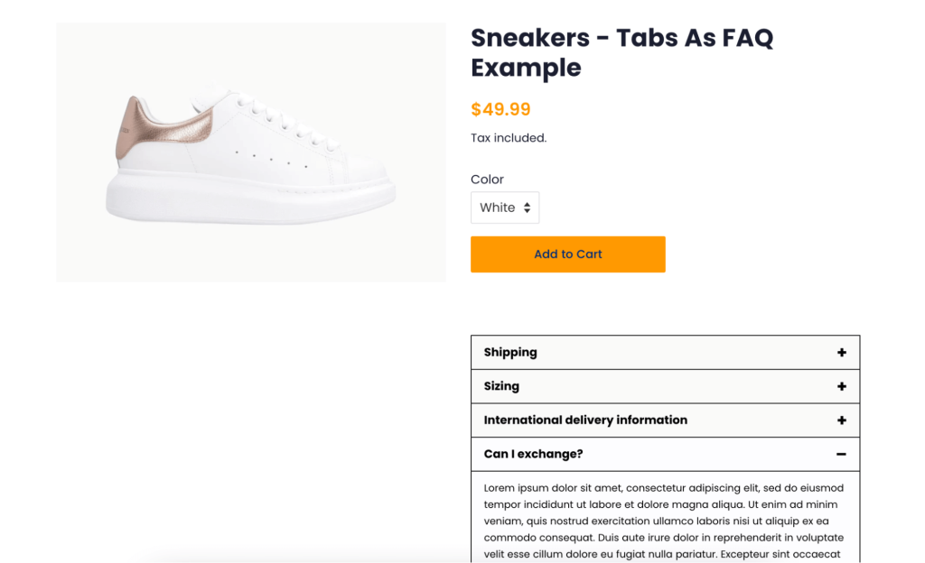 optimize shopify product information with faq tab