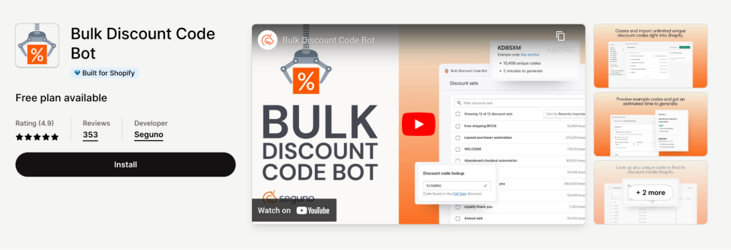 Bulk discount code generator 