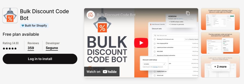 Bulk Discount Code Bot - Shopify coupon app