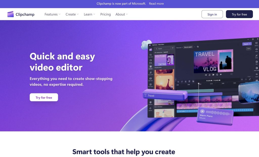 Clipchamp is a quick and free ai video creator.