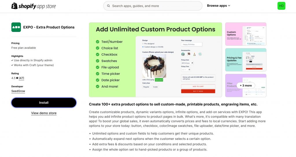 EXPO in Shopify App store