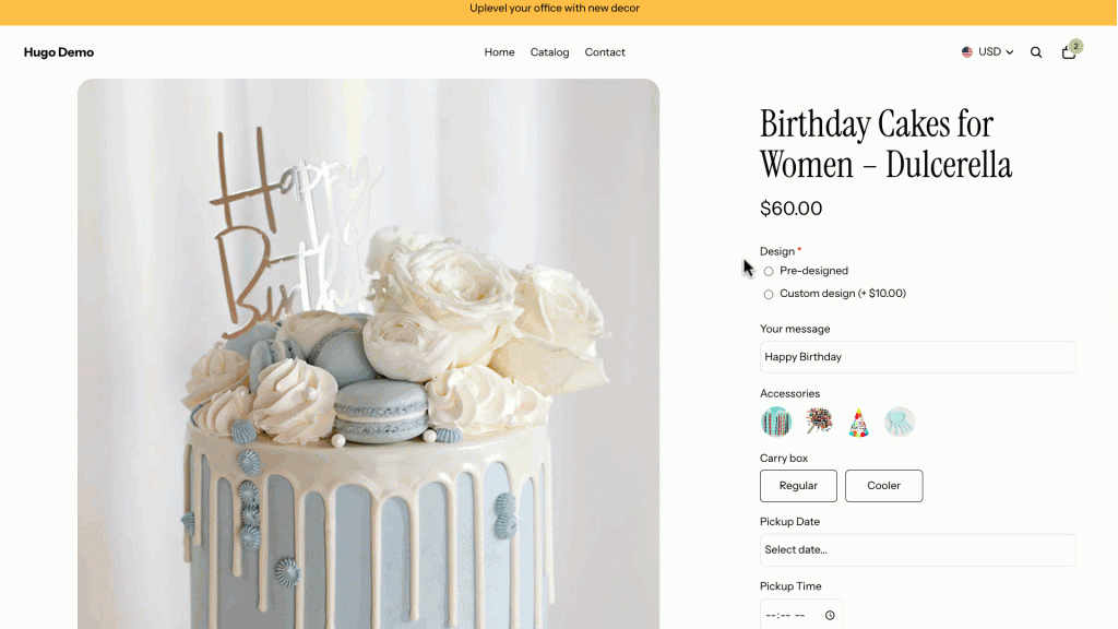 Extra cost for number option
