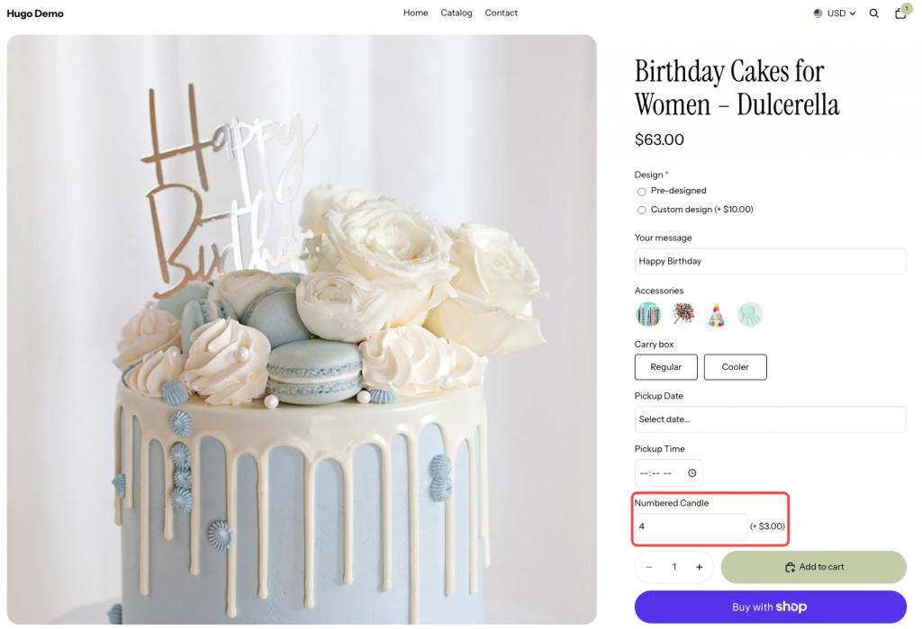 Extra cost for the number field