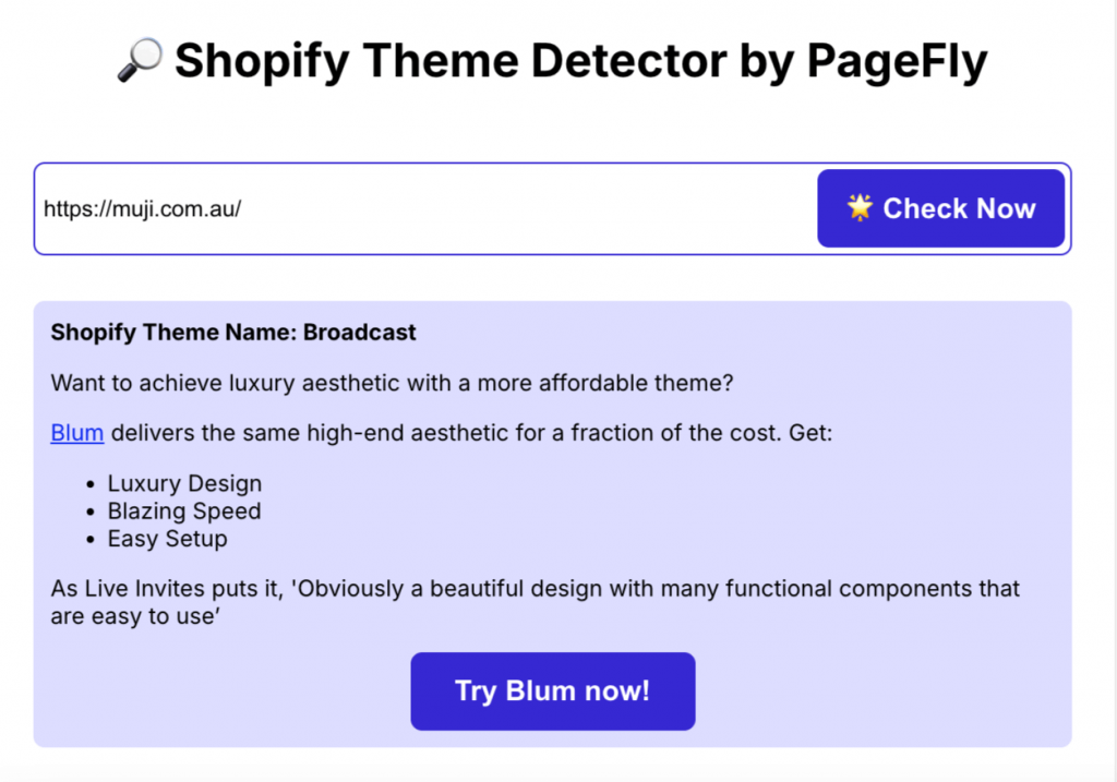 Shopify theme detector by PageFly