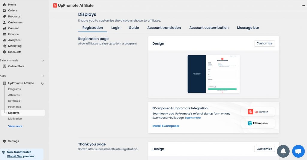 UpPromote - Affiliate & Referral Marketing App dashboard
