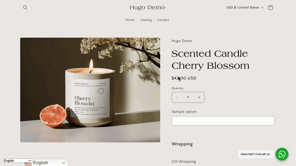 Extra option on product page