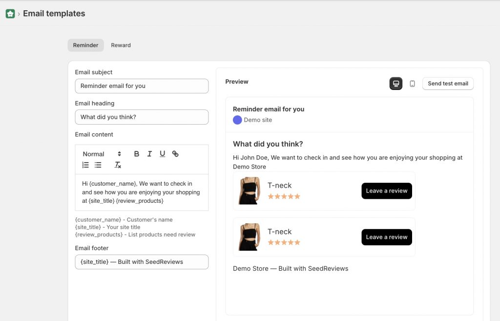 Edit the request email templates