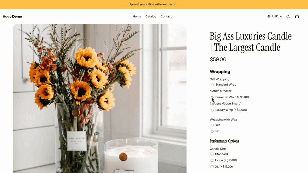 Add pricing rule to the option set