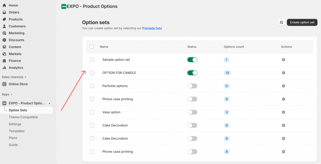 Choose the option set on EXPO to create pricing rule
