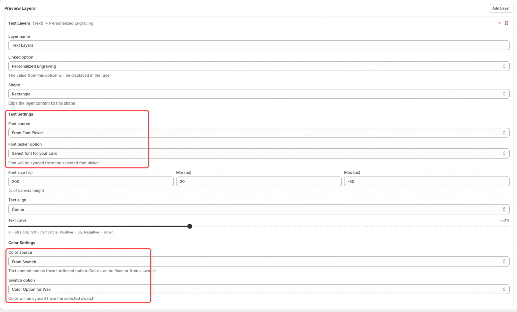 configure the layer of preview