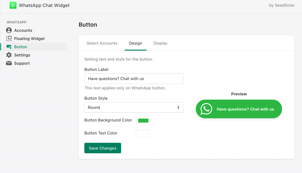 customize the WhatsApp button