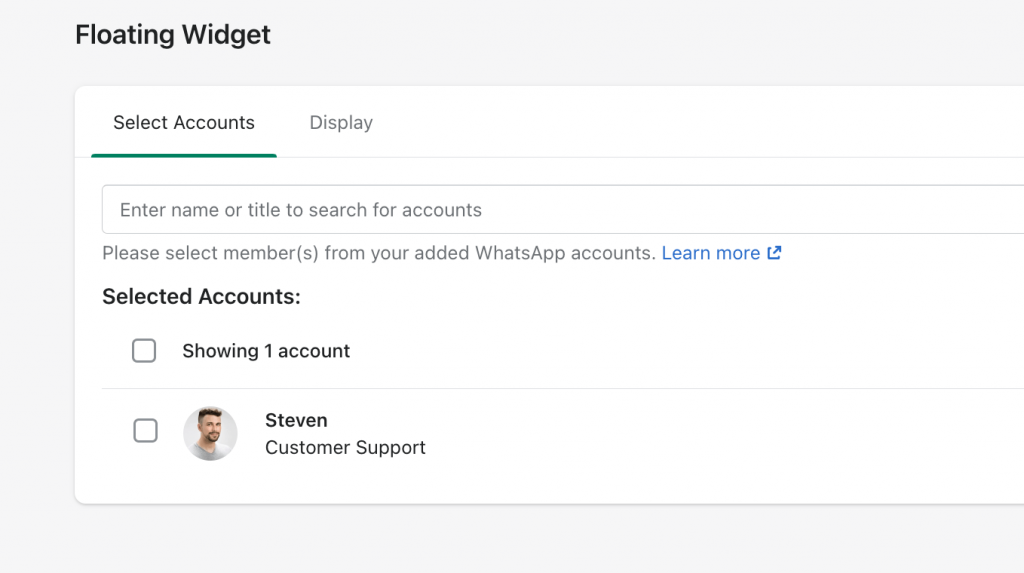 show account on floating widget