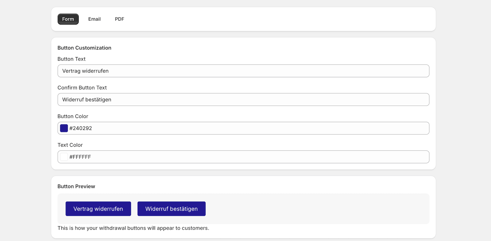 Customizing form button colors