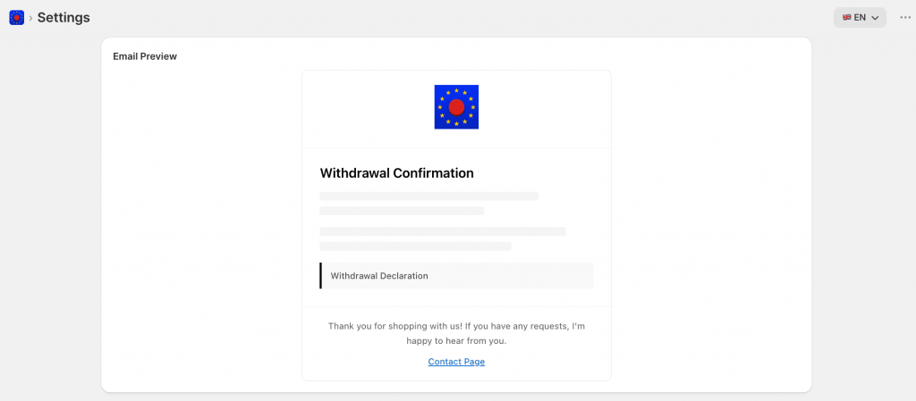 EMAIL PREVIEW OF WIDERRUF APP