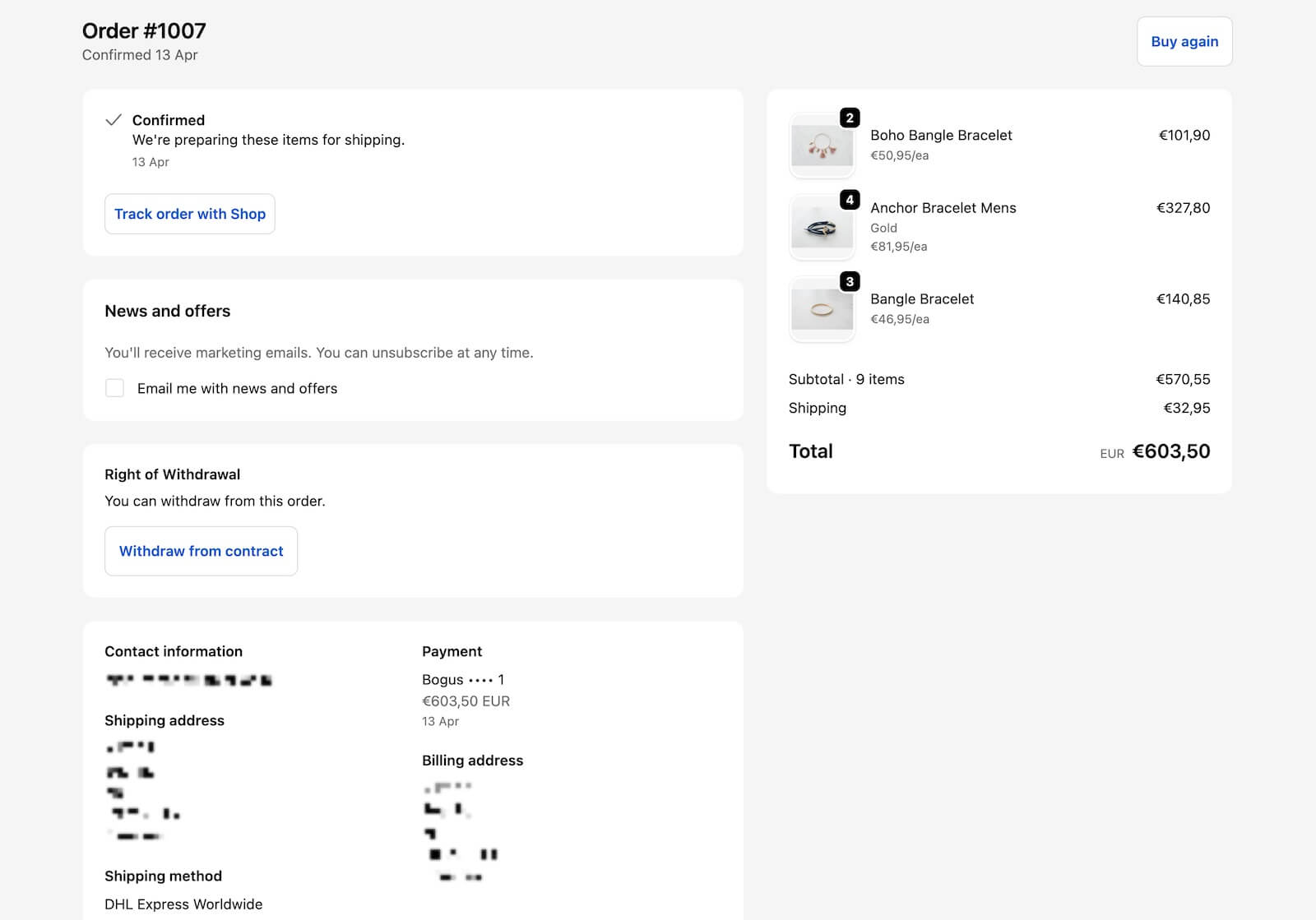 Order withdrawal section under non-logged in view