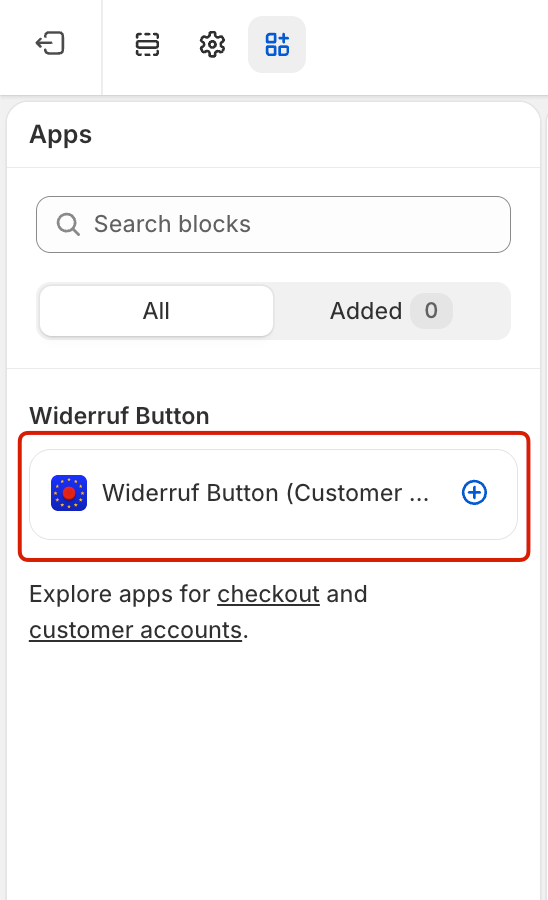 Withdrawal button app block for customer profile page
