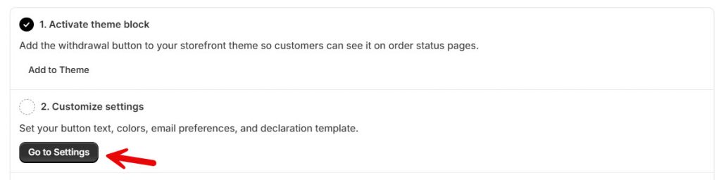 withdrawal button customization