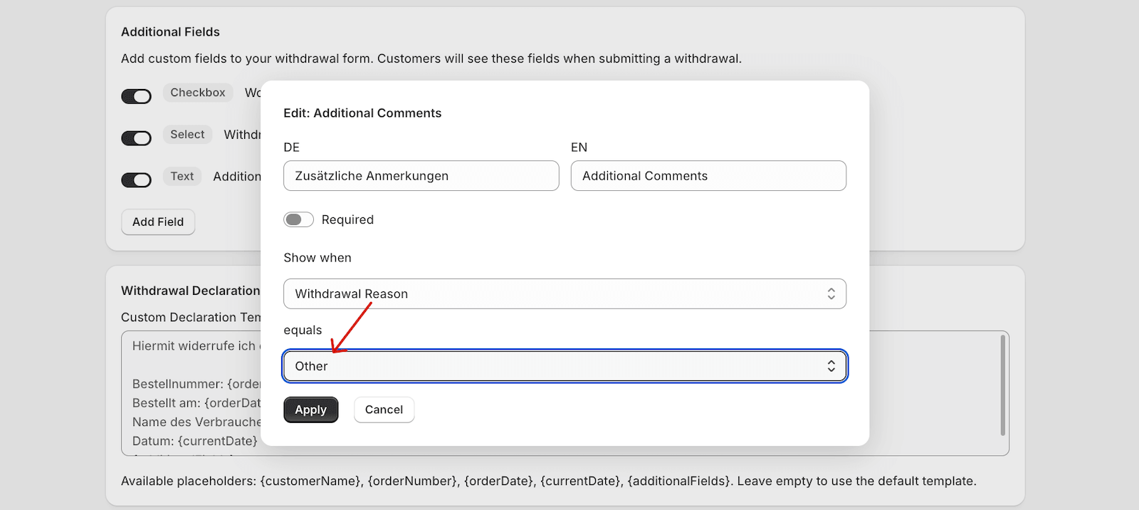 Logic to display custom fields conditionally