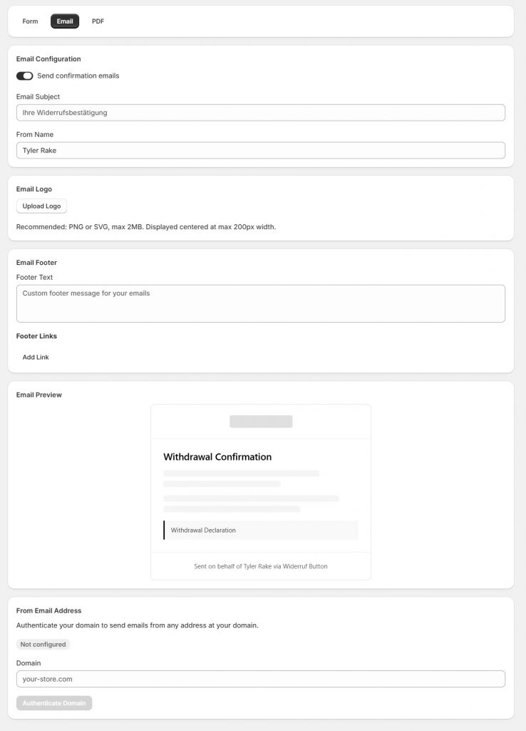 email options