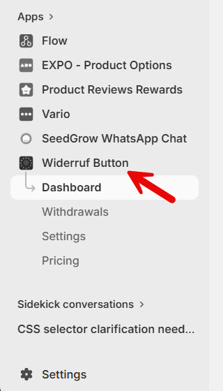 Winderruf button settings