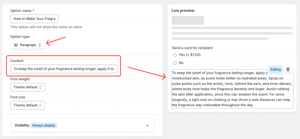Configure the paragraph option