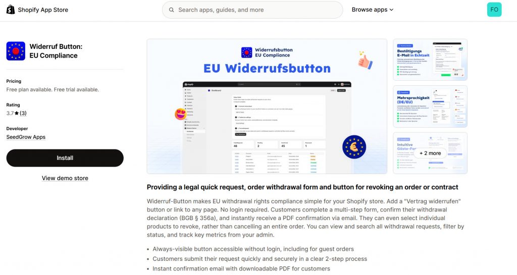 Widerruf Button