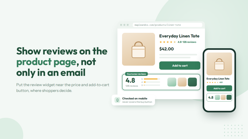 Show Reviews on the Product Page, Not Only in an Email
