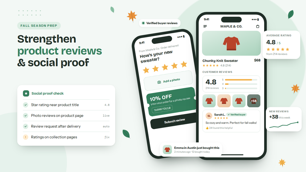 Product Reviews and Social Proof for Shopify Store Updates