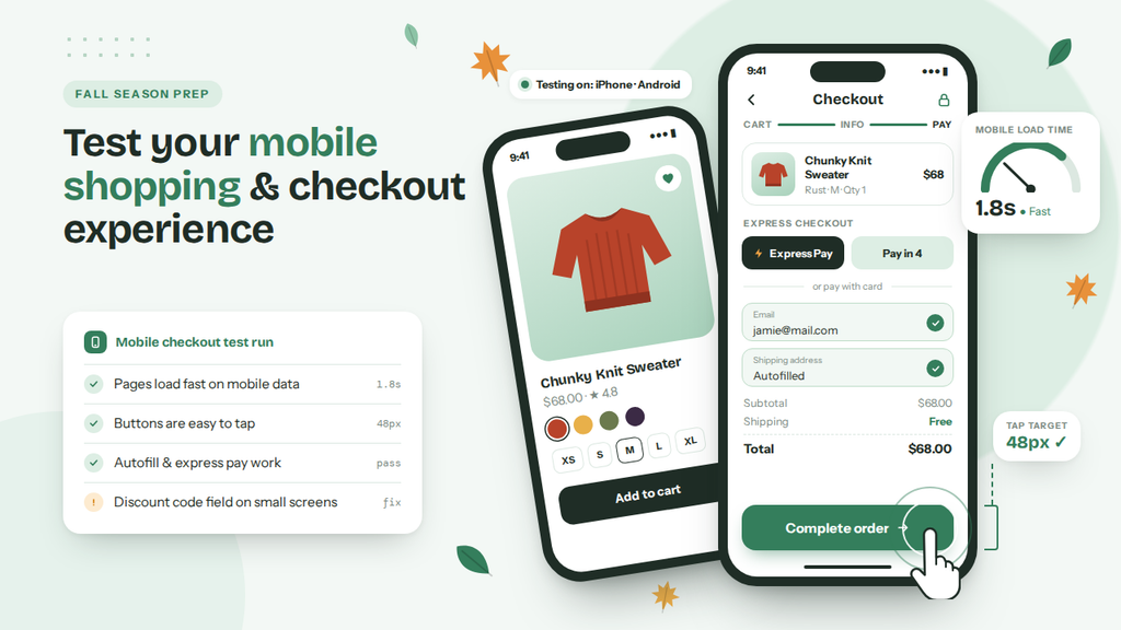 test mobile shopping