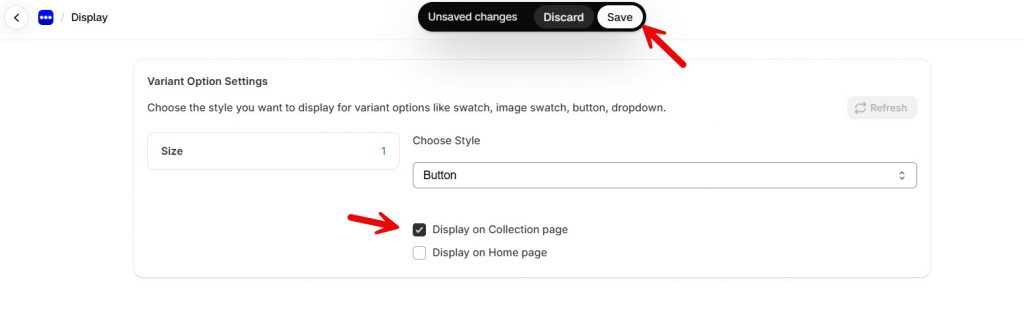 display swatches inside collection page - Display Swatches Made on the Collection Page